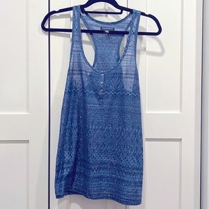 🎀 Blue Silver Shimmer button tank top AEO large